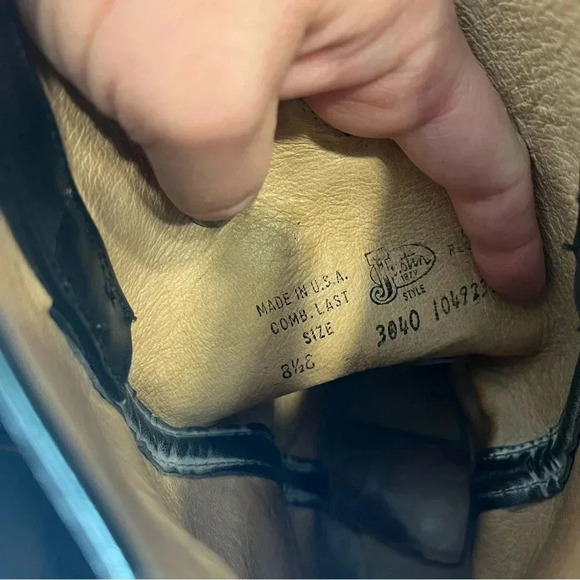 Justin Tobias 12" Western Black Leather boots size 8.5 E wide - Picture 10 of 12